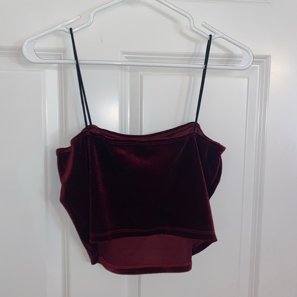 Velvet spaghetti strap crop top